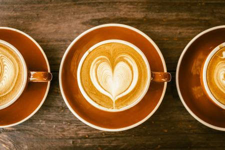 Soft focus on latte coffee cup - vintage effect process picturesの写真素材