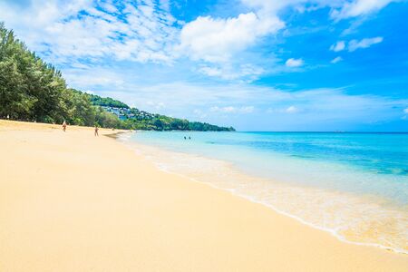 Tropical sea on the beach with blue skyの写真素材
