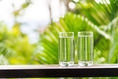 Water glass outdoorの写真素材