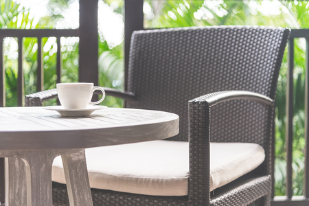 Coffee cup outdoor - vintage filterの写真素材