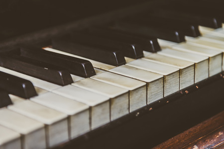 Selective focus point Piano keys - vintage filterの写真素材