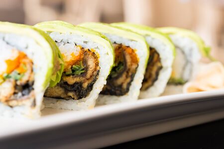 Avocado Sushi roll japanese foodの写真素材