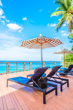 Umbrella pool chair deckの写真素材