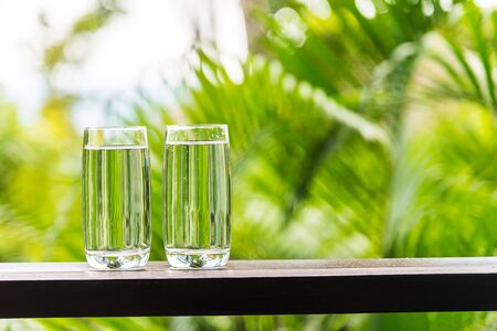 Water glass outdoorの写真素材