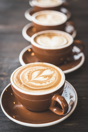 Soft focus on latte coffee cup - vintage effect process picturesの写真素材