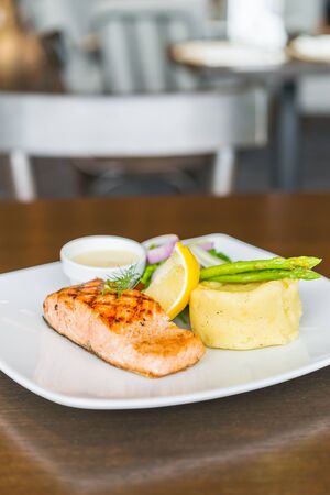 Salmon fish fillet grilled steakの写真素材