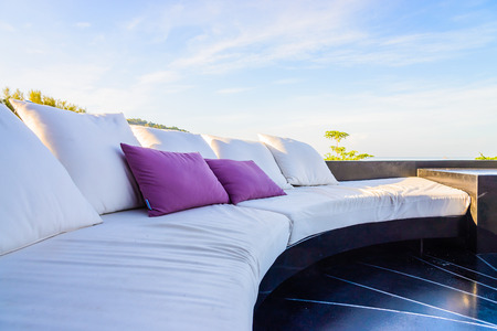 Outdoor deck with pillow sofaの写真素材