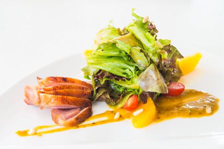 Selective focus point on Roasted Duck breast with sweet sauceの写真素材