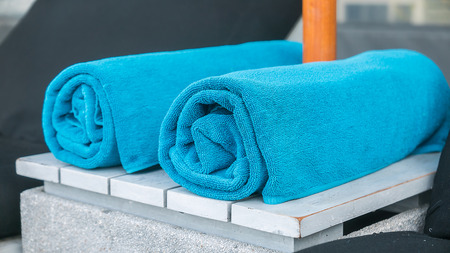 Towel on chair poolの写真素材