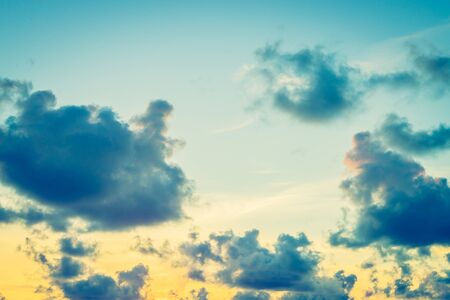 Sunset time on cloud and sky - vintage filter