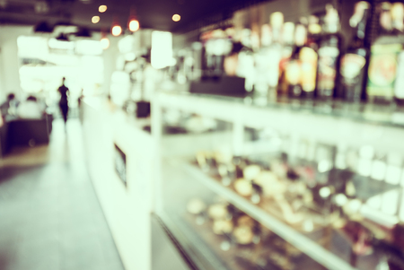 Abstract blur coffee shop background - vintage filterの写真素材