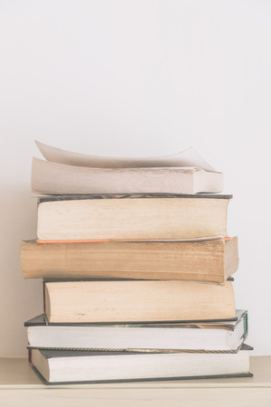 Book and eyeglasses with copy space - soft vintage filterの写真素材