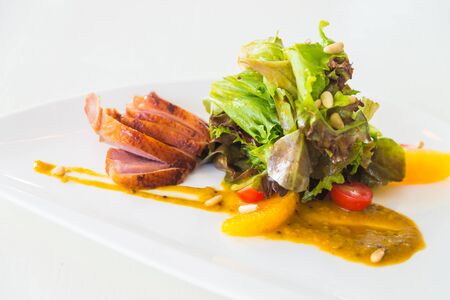 Selective focus point on Roasted Duck breast with sweet sauceの写真素材