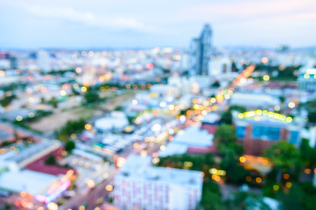 Abstract blur pattaya city background on twilight times - shift white balance processingの写真素材