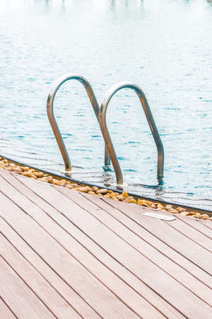 Stairpool ladder near poolside - soft filterの写真素材