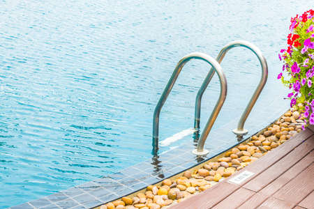 Stairpool ladder near poolside - soft filterの写真素材