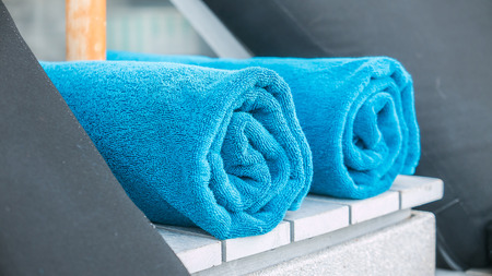 Towel on chair poolの写真素材