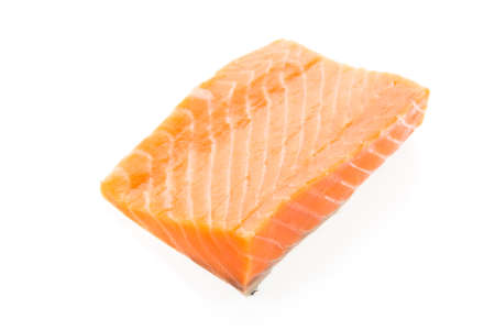 Raw salmon meat isolated on white backgroundの写真素材