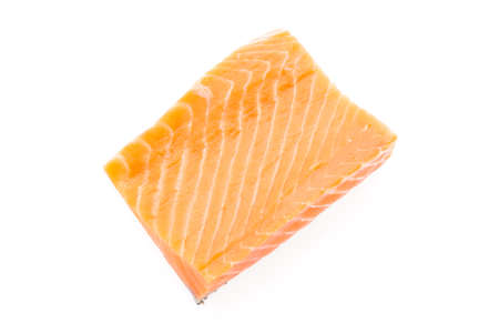 Raw salmon meat isolated on white backgroundの写真素材