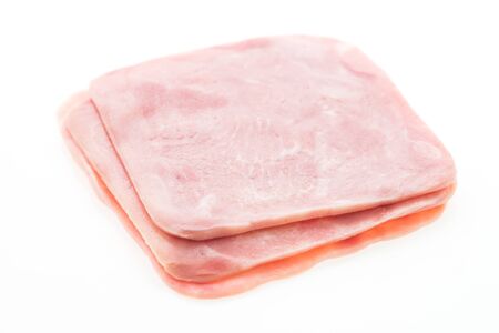 Ham meat isolated on white backgroundの写真素材