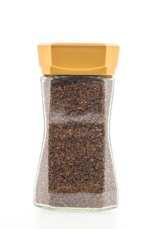Jar of bottle coffee isolated on white backgroundの写真素材