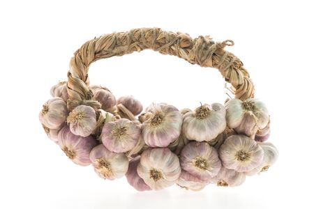 Garlic isolated on white backgroundの写真素材