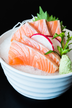 Raw Salmon sashimi japanese foodの写真素材