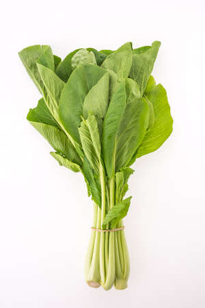 Chinese kale vegetables isolated on white backgroundの写真素材