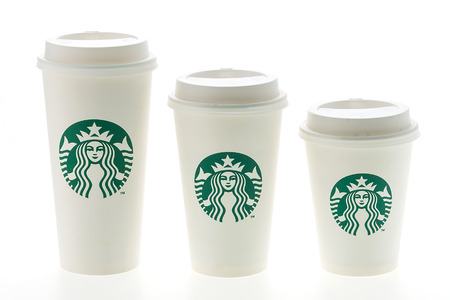 Bangkok, Thailand - Jun 9, 2015 : Starbucks coffee cup on white backgroundのeditorial素材