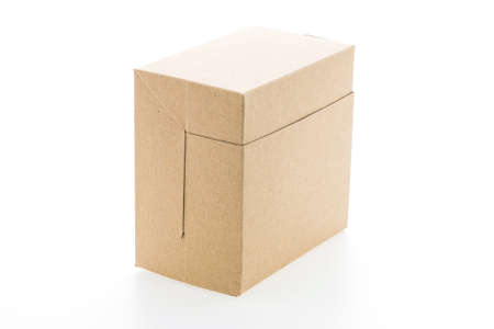 Brown paper box isolated on white 