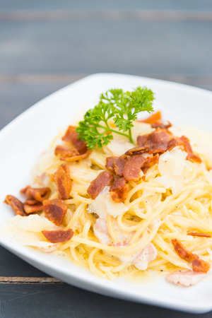 Carbonara spaghetti - selective focus pointの写真素材