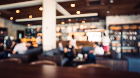 Abstract blur coffee shop background - vintage filter effectの写真素材