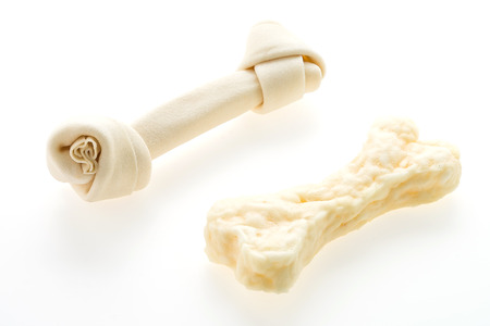 Dog food , bone toy for dog isolated on white backgroundの写真素材
