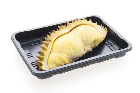 Durian fruit isolated on white backgroundの写真素材