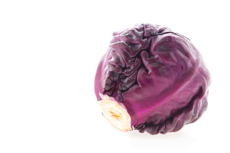 Purple cabbage isolated on white backgroundの写真素材