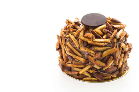 Almond cakes isolated on white backgroundの写真素材