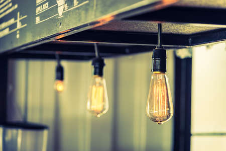 Selective focus point on Vintage light lamp decoration - vintage effectの写真素材