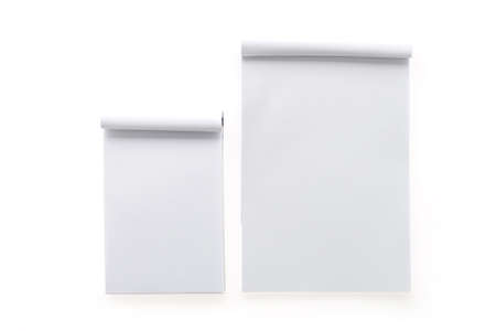 Blank notebook paper isolated on white backgroundの写真素材