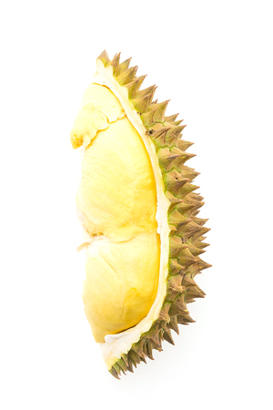 Durian fruit isolated on white backgroundの写真素材