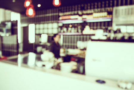 Abstract blur coffee shop background - vintage filterの写真素材