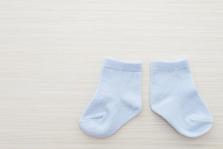 Socks on wood backgroundの写真素材