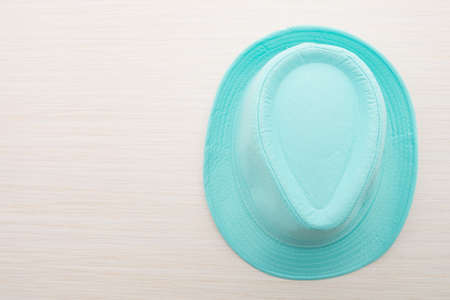 Colorful fashion straw hat isolated on white backgroundの写真素材