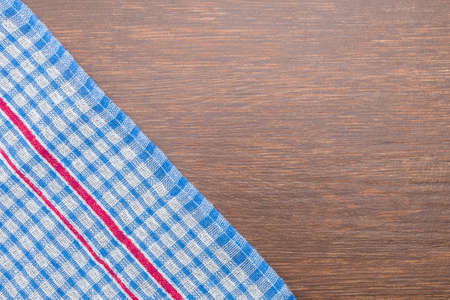 Tablecloth on wooden background with copy spaceの写真素材