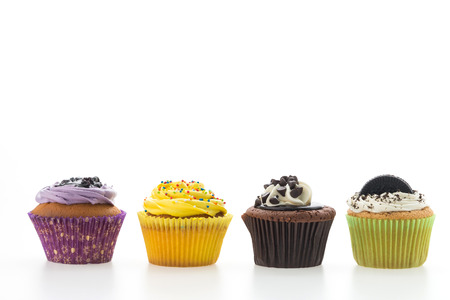 Cupcakes isolated on white backgroundの写真素材