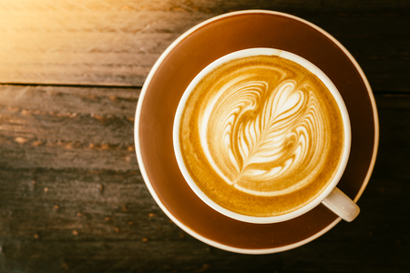 Soft focus on latte coffee cup - vintage effect process picturesの写真素材