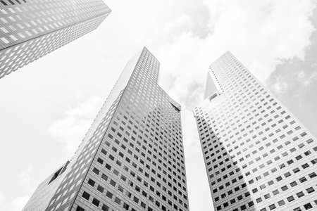 Skyscraper building at singapore - Black and white style pictures processingの写真素材