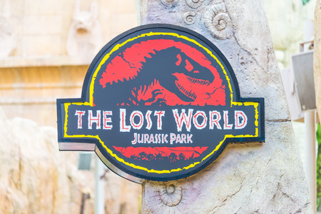 SINGAPORE - JULY 20: Jurassic Park theme in Universal Studios Singapore at Singapore Resorts World Sentosa on JULY 20, 2015.のeditorial素材