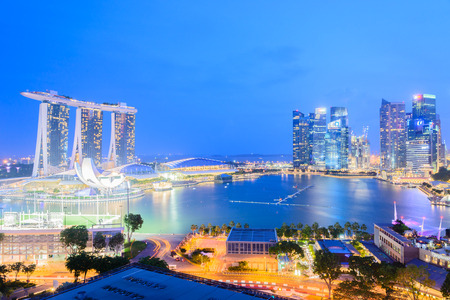 Singapore city at nightのeditorial素材
