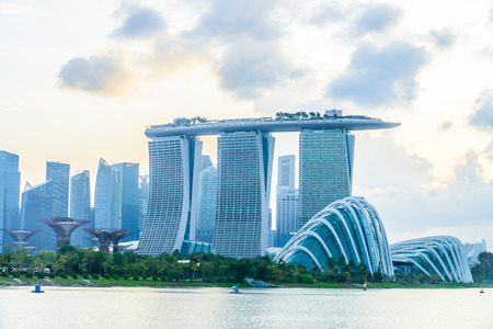 Singapore city at sunset timesのeditorial素材