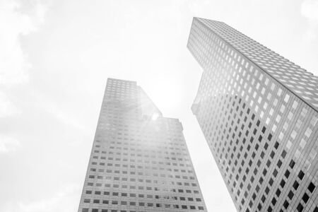 Skyscraper building at singapore - Black and white style pictures processingの写真素材